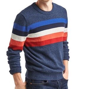 GAP Men’s Crazy Striped Sweater Merino Wool Blend Size Small Preppy Academia